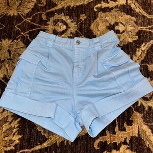 Light Blue Women's High-Rise Cargo Shorts